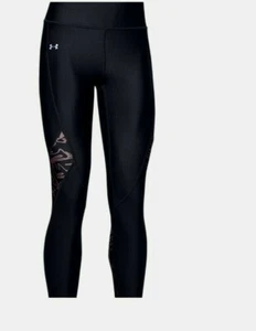 Leggings Under Armour para mujer HeatGear estampado recortado al tobillo bolsillos negros - Imagen 1 de 3