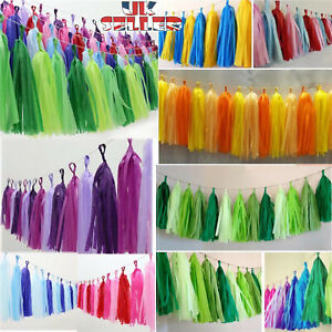 5 Tissue Tassels Paper Garland Bunting Wedding Birthday Party Balloon Decor UK