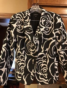 Giacca Ann Taylor blazer 3 bottoni nero bianco misto cotone con cintura dietro tg 2 - Foto 1 di 9