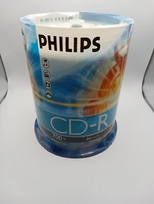 Phillips CD-R 52x 700MB 80Min 100Pk Blank Compact Disc Recordable MultiSpeed New - Image 1 of 4