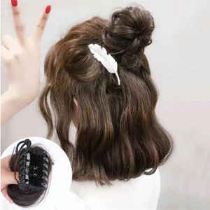 Clip de cabello natural rizado desordenado en garra sintética pan cola de caballo de una pieza - Imagen 1 de 12