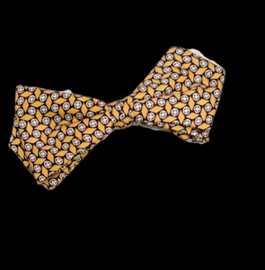 Vintage 1940's/50's NOS Gold & Brown Clip-on Bowtie by Cavalier Dapper Swing - Picture 1 of 2