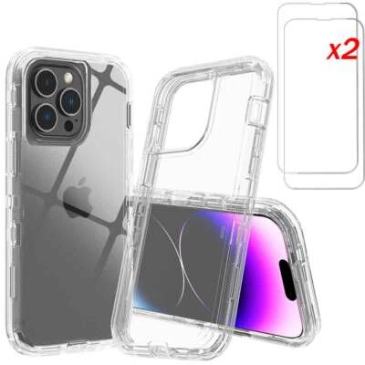 For Apple iPhone 14 13 Pro Max 12 11 Pro Max Clear Case Cover+Screen Protector - Image 1 of 4