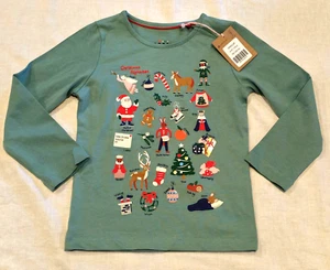 Mini Boden festliches Weihnachten Alphabet Shirt grün Neu mit Etikett neu 4-5 - Bild 1 von 8