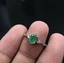 Natural Emerald Ring Handmade Wedding Ring 925 Sterling Silver Green Stone Ring