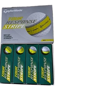 TaylorMade Tour Response Golf Balls, White w Green Stripe, Dozen New 2022 - Picture 1 of 1