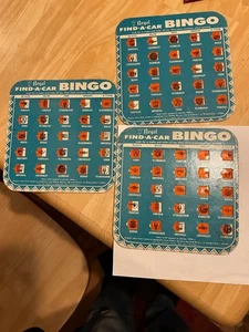 Juego de cartas de bingo Regal Find-A-Car de colección años 60 juego de viaje tres buen estado - Imagen 1 de 3