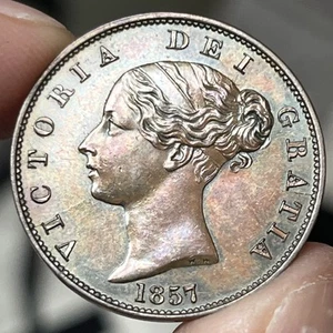 1857 Großbritannien PENNY BU Details (gereinigt?) - Bild 1 von 5