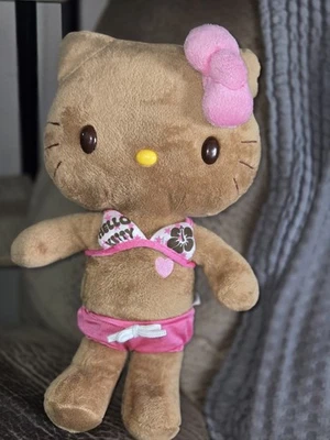 Hello Kitty Sun Kissed Plush - Tan Brown In Bikini With Bow - Rare Sanrio 2009 - Image 1 of 4