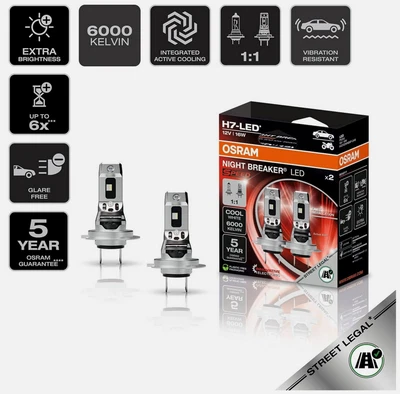 2x  lampadine H7 LED Night Breaker Speed Osram Omologate+ T10 OMAGGIO TOP XeNite - Immagine 1 di 4