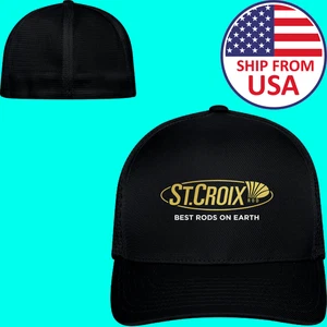 St. Croix Fishing Rods Black Hat Baseball Cap Size S/M & L/XL - Picture 1 of 2