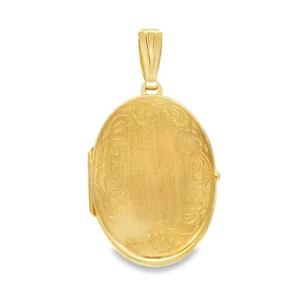 9ct Yellow Gold Flower Edge Locket - 19x30x5mm - 3.2g - Picture 1 of 6