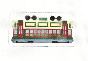 NEEDLE NOLA  New Orleans Street Car Ornament Handpainted Needlepoint Canvas - Picture 1 of 1