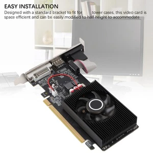 Graphics Card 1GB DDR3 128bit PCI Express 2.0 X 16 DVI VGA HD Multimedia Int Set - Picture 1 of 12