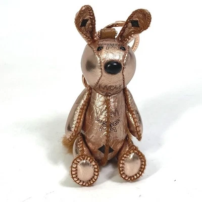 MCM Rabbit Metallic Leather Fur Vesetos Bag Charm Keychain Leather Metallic - Image 1 of 4