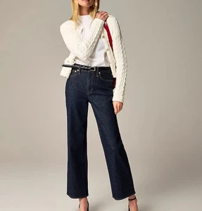 J. Crew Womens ‘96 Slim Wide Leg Jeans Resin Rinse Hi-Rise Crop Ankle Length 32P - Picture 1 of 9