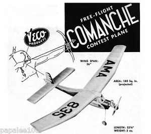 Veco Model Airplane Plans (FF): COMANCHE Nostalgia 36" Wingspan for ½A (1952) - Picture 1 of 3