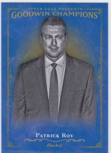 2016 UD GOODWIN CHAMPIONS..PATRICK ROY..BLACK & WHITE..ROYAL BLUE..SP..# 105 - Picture 1 of 2