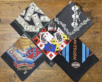 Vintage 1990s Bandana’s Harley Davidson Motorcycle Eagles, Skulls, Made USA 5 Of - image 1 of 4