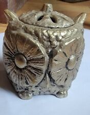 Vintage Owl Candle Holder Cast Iron Incense Japan Mid Century 3in retro