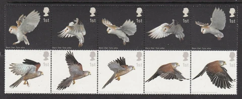 MINT 2003 GB BIRDS OF PREY OWL, FALCON STAMP BLOCK OF 10 Cover