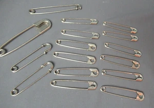 16 Stainless Steel Extra Large Safety Pins 2 - 4" l & 14 - 3 1/2" l - 11 178 - Picture 1 of 7