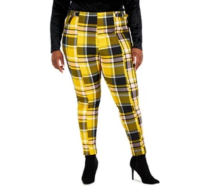 Pantalones al tobillo JOLIE & JOY damas talla grande a cuadros amarillos lúcidos a cuadros talla grande 2X - Imagen 1 de 3