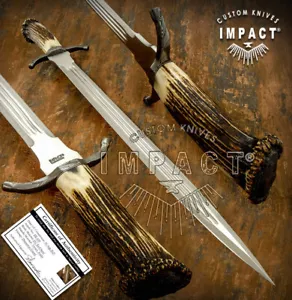 CUCHILLO DE DAGA DE ARTE RARO PERSONALIZADO D2 ESPADA CUERNO CORONA CORNA - Imagen 1 de 9