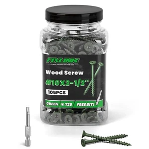 Wood Screws 2-1/2 Inch, Deck Screws #10 X 2-1/2", 105 PCS, Epoxy Coated, T25 St - Picture 1 of 8