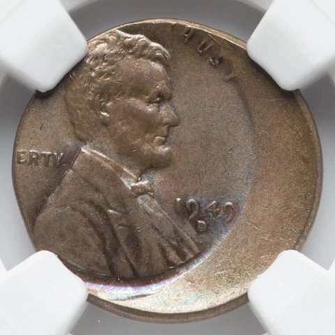 1949-D 1C STRUCK 25% OFF CENTER NGC MS62 BN MINT ERROR WHEAT PENNY SCARCE DATE Cover