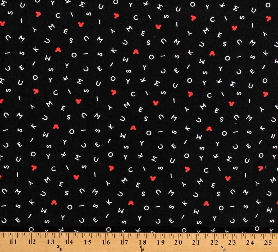 Impresión de tela de dibujos animados de Mickey Mouse de algodón con texto de Mickey por yarda D465.52 Foto 1 de 1