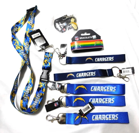 Lot 8 New Los Angeles Chargers Lanyards, Key Rings - Great for Game Day Party Cover