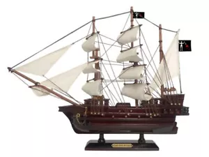 Barbanegra Madera Reina Ana Venganza Velas Blancas Barco Pirata Modelo 15" - Imagen 1 de 5