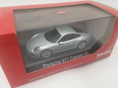 ZE514 HERPA 1/43 Porsche 911 Carrera 4S Silver Ref 071055 NB .... - Photo 1/3