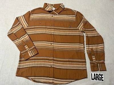 Camisa de franela a rayas HURLEY de manga larga para hombre talla L-GRANDE marrón y bronceado Foto 1 de 4