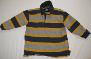 Boys GAP Shirt Blue Gray & Yellow Stripes Striped Size XS 4 Fall Winter - Picture 1 of 3
