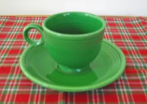 Tazza da tè + piattino vintage Fiesta MEDIA VERDE ~ ANELLI ~ - Foto 1 di 15