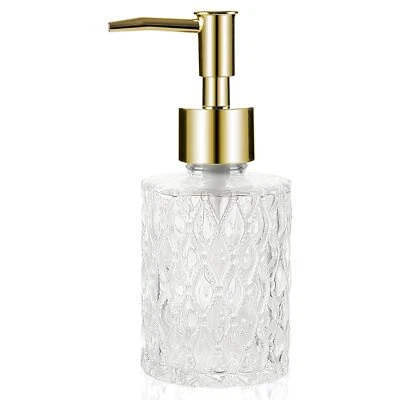 Clear Glass Soap Dispenser Bottle Bathroom Refillable Hand Lotion Container - Image 1 of 4