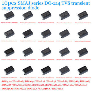 10pcs SMAJ5.0A-SMAJ60A Series DO-214 Single/two TVS transient suppression diode