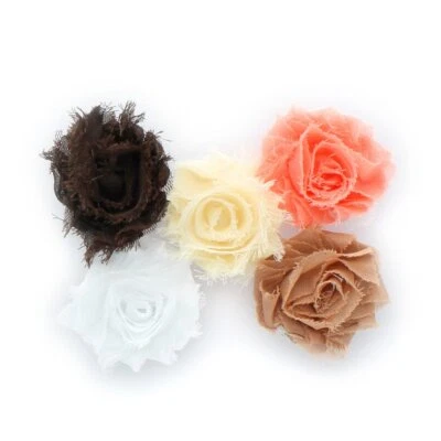 1.75" Small Shabby Flower Baby Hair Clippie Variety 5-Pack - Brown/Peach/Ivor... - Image 1 of 2