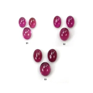 Natural Watermelon PINK TOURMALINE Gemstone Cabochon Oval Shape 3pcs - Picture 1 of 4