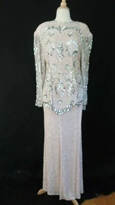 Abito vestito anni 80 VINTAGE Judith Ann Creations INDIA SETA pesantemente con perline nuovo con etichette $700 - Foto 1 di 12