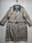 VTG Nautica Trench Coat Mens 46T Tan Green Removable Lining And Collar Belted