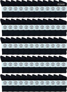 72 PK of Women's Premium Cotton Crew Socks Black Size 9-11 - Womens Crew Sock - Picture 1 of 7