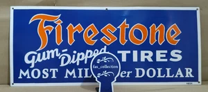 Firestone Gum Dipped Tires Porcelain Enamel Sign 36 x 15 Inches 1 Sided - Picture 1 of 7