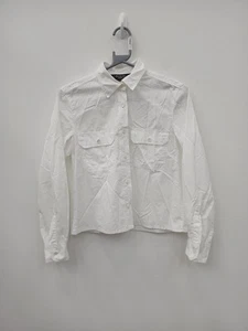 Vintage MaxMara Cropped Shirt Size Small Women's White Button Collared FLT03-TR - Picture 1 of 9