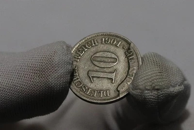 🧭 🇩🇪 GERMANY ERROR COIN EMPIRE 10 PF. UNUSUAL ADDED MATERIAL B88 #Z8033 - Image 1 of 4