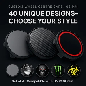 68mm Radnabenkappen für BMW - 4er Set - Alufelgen Nabendeckel Custom Design - Bild 1 von 99