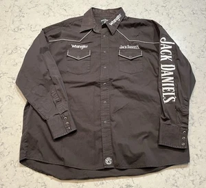 VTG Men’s Wrangler Jack Daniel’s Black Long Sleeve Pearl Snap Size 2XL - Picture 1 of 8