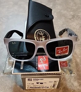 🔥 AUTENTICI Nuovi Occhiali da Sole Ray-Ban RB4165 JUSTIN 651287 Grigio Trasparente Uomo - Foto 1 di 10